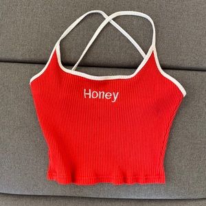 Honey lettering Women’s red crop top
